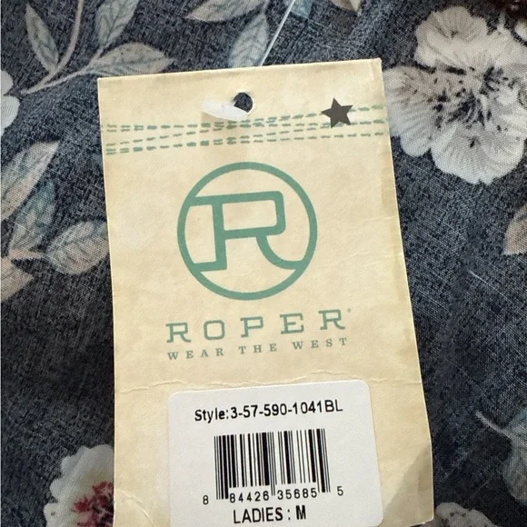 Roper Black and Pink Floral Western Dress with Bell Sleeves Size Medium NWT - Picture 5 of 5